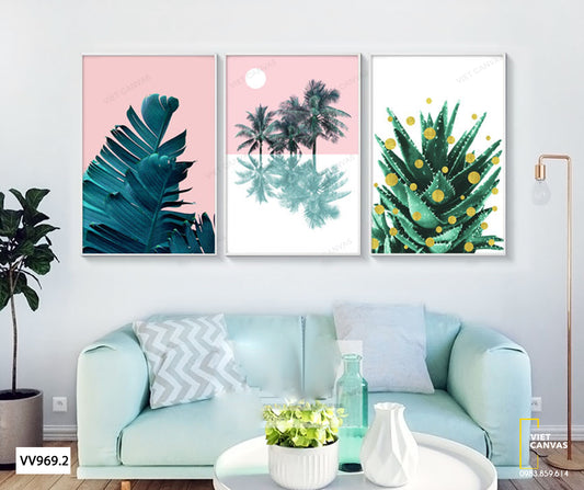 Bộ 3 Tranh Lá Chuối, Cây Dừa Và Lô Hội - VV969.2