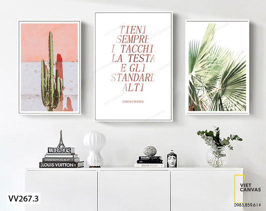 Bộ 3 Tranh Lá Cọ Và Xương Rồng - VV267.3