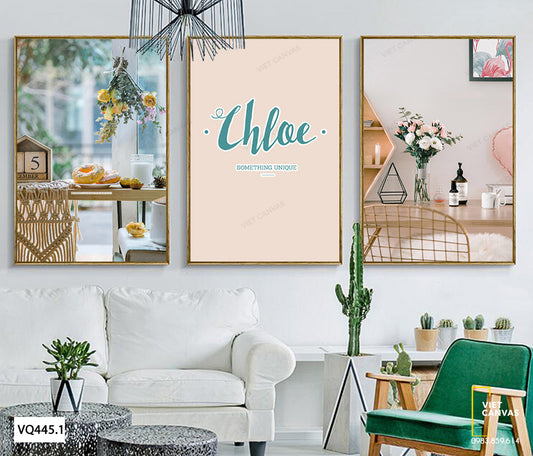 Bộ 3 Tranh Lọ Hoa Hồng Và Bánh Donut - VQ445.1