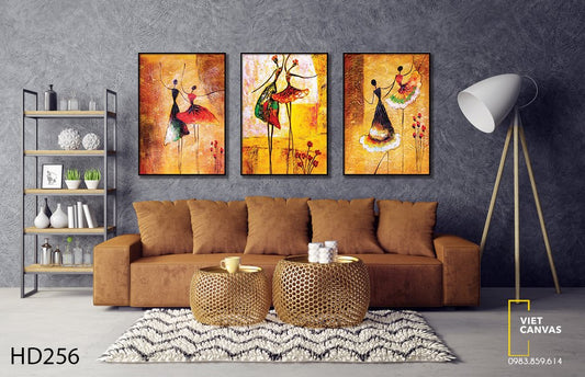 Bộ 3 Tranh Cô Gái Với Vũ Điệu Khiêu Vũ - HD256