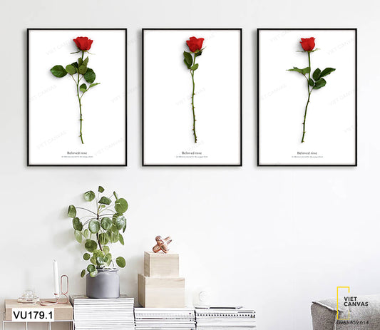 Bộ 3 Tranh Nhành Hoa Hồng - VU179.1