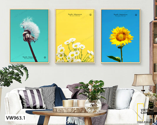 Bộ 3 Tranh Những Bông Hoa Hi Vọng - VW963.1