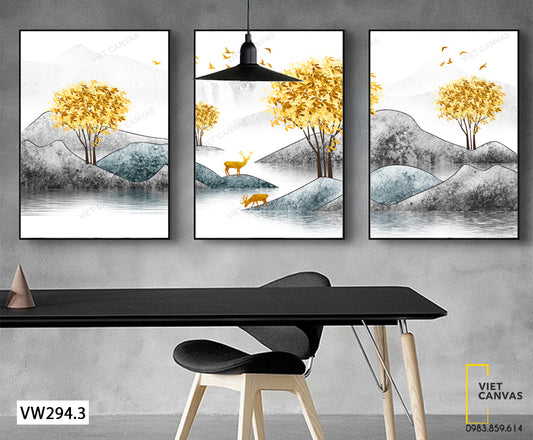 Bộ 3 Tranh Những Cây Lá Vàng - VW294.3