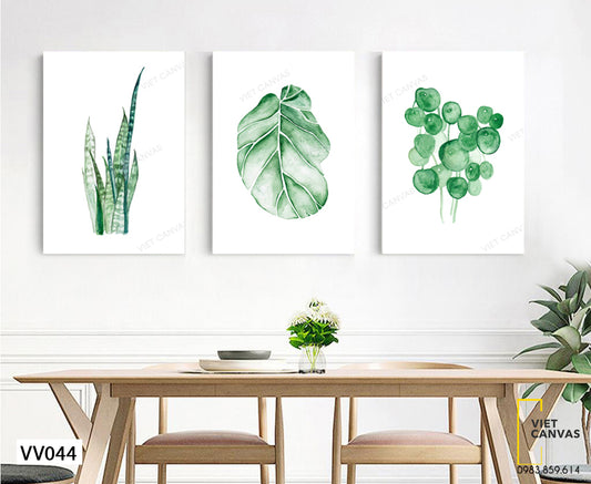 Bộ 3 Tranh Những Chiếc Lá Xanh Tươi - VV044