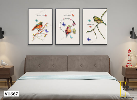 Bộ 3 Tranh Những Chú Chim Sẻ - VU667