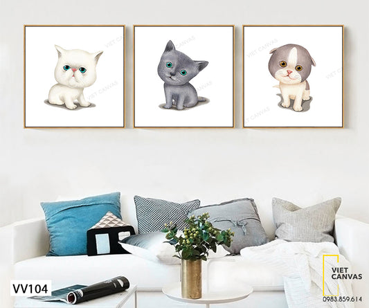 Bộ 3 Tranh Những Chú Mèo Dễ Thương - VV104