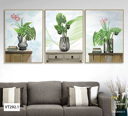 Bộ 3 Tranh Những Lọ Cây Xanh - VT292.1