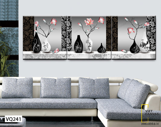 Bộ 3 Tranh Những Lọ Hoa Đỏ - VQ241