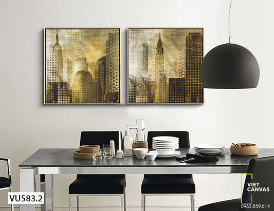 Bộ 2 Tranh Những Tòa Nhà Cao Tầng - VU583.2
