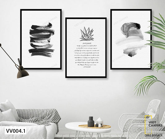Bộ 3 Tranh Những Vết Mực Và Quotes Nghệ Thuật - VV004.1