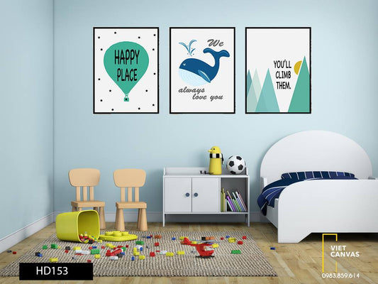 Bộ 3 Tranh Hoạt Hình Cá Heo Và Quotes - HD153