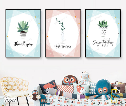 Bộ 3 Tranh Những Chậu Cây Xinh - VQ627