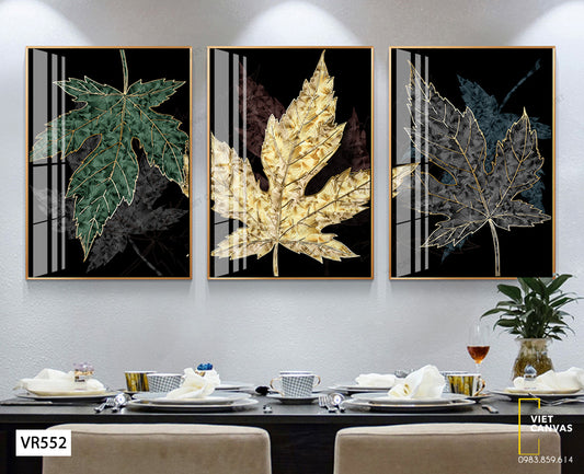 Bộ 3 Tranh Sắc Màu Lá Cây - VR552