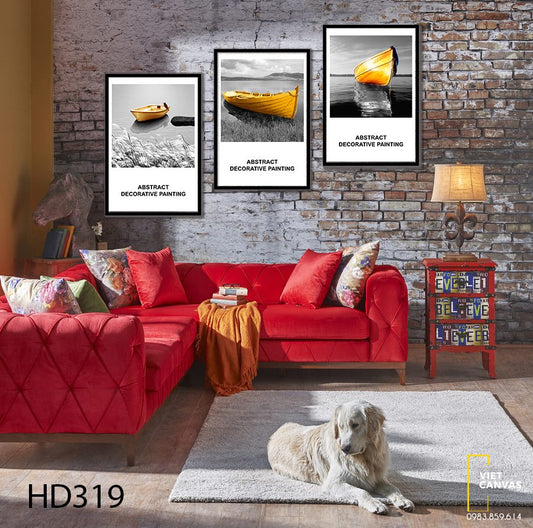 Bộ 3 Tranh Chiếc Thuyền Vàng - HD319