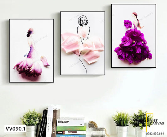 Bộ 3 Tranh Tạo Hình Cô Gái Ấn Tượng - VV090.1