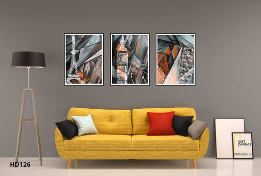 Bộ 3 Tranh Tháp Eiffel, Tháp Big Ben Và Tháp Nghiêng - HD126