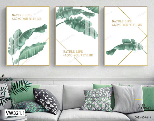 Bộ 3 Tranh Tàu Lá Chuối Xanh - VW321.1