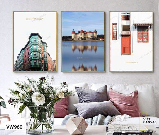 Bộ 3 Tranh Tòa Nhà Hiện Đại Và Khung Cửa Sổ - VW960