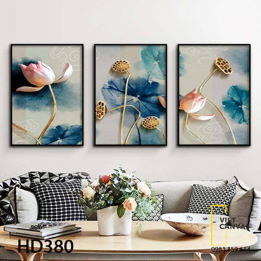 Bộ 3 Tranh Vẻ Đẹp Của Sen - HD380