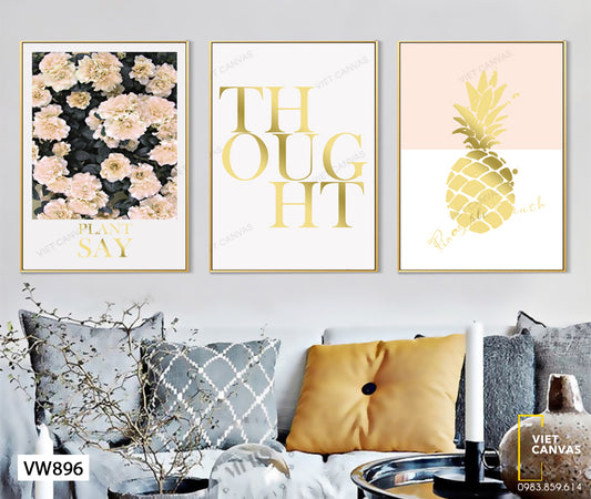 Bộ 3 Tranh Vườn Hoa Và Quả Khóm - VW896