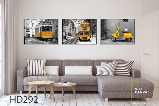 Bộ 3 Tranh Xe Cổ Điển - HD292