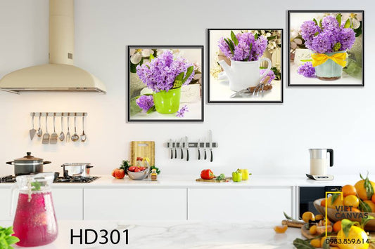 Bộ 3 Tranh Lọ Hoa Màu Tím - HD301