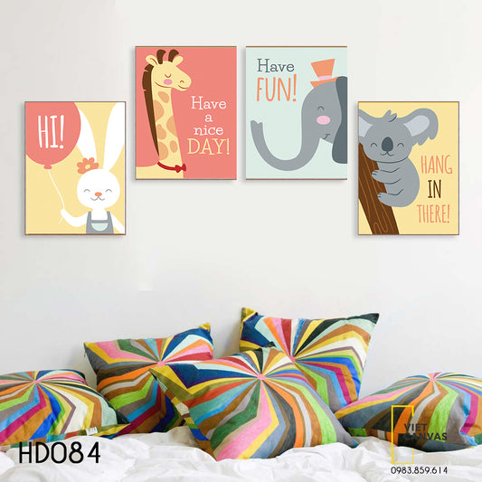 Bộ 4 Tranh Hoạt Hình Động Vật Và Quotes - HD084