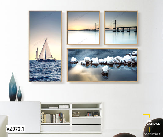 Bộ 4 Tranh Biển Và Cánh Buồm - VZ072.1