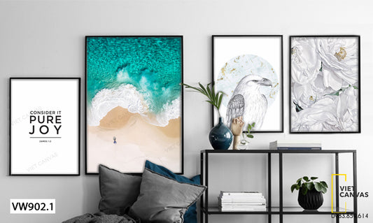 Bộ 4 Tranh Biển Và Chim Ưng - VW902.1