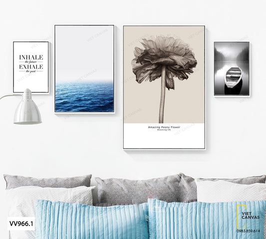 Bộ 4 Tranh Cây Hoa Và Biển - VV966.1