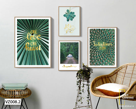 Bộ 4 Tranh Cây Lá Xanh - VZ008.2
