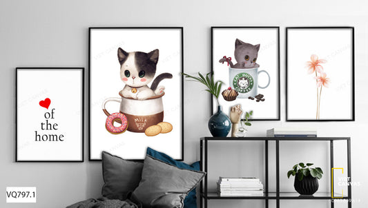 Bộ 4 Tranh Động Vật, Cây Hoa Và Quotes - VQ797.1