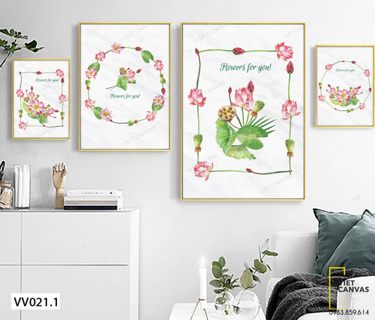 Bộ 4 Tranh Hoa Sen Độc Đáo - VV021.1