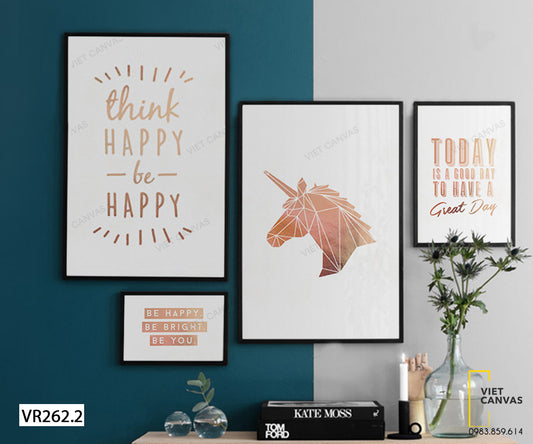 Bộ 4 Tranh Kỳ Lân Và Quotes - VR262.2