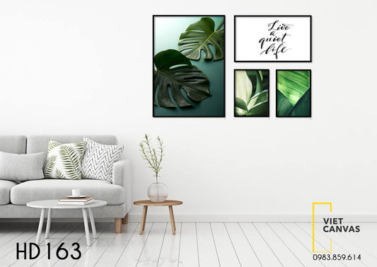 Bộ 4 Tranh Lá Cây Và Quotes - HD163