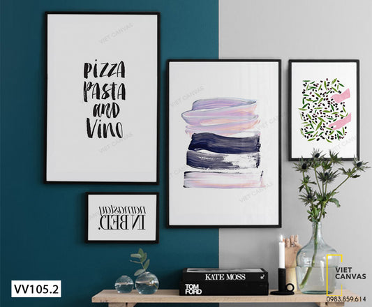 Bộ 4 Tranh Lá Cây, Trừu Tượng Và Quotes - VV105.2