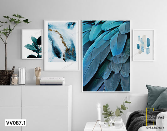 Bộ 4 Tranh Lông Vũ Và Những Chiếc Lá - VV087.1