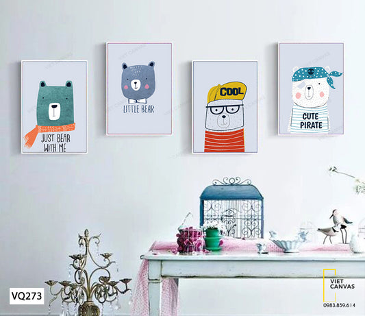 Bộ 4 Tranh Những Chú Gấu - VQ273