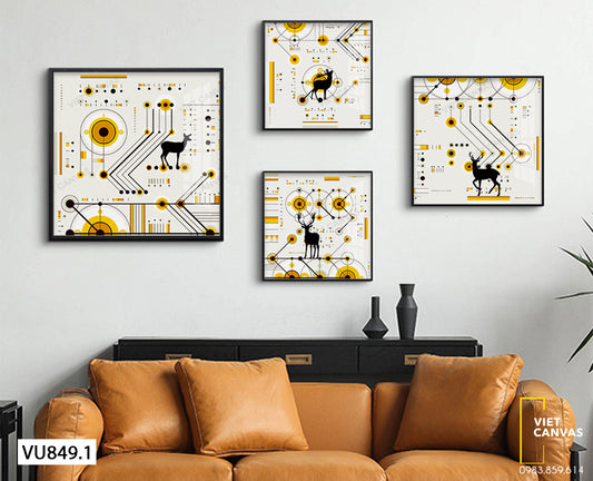 Bộ 4 Tranh Những Chú Hươu Và Hình Tròn - VU849.1