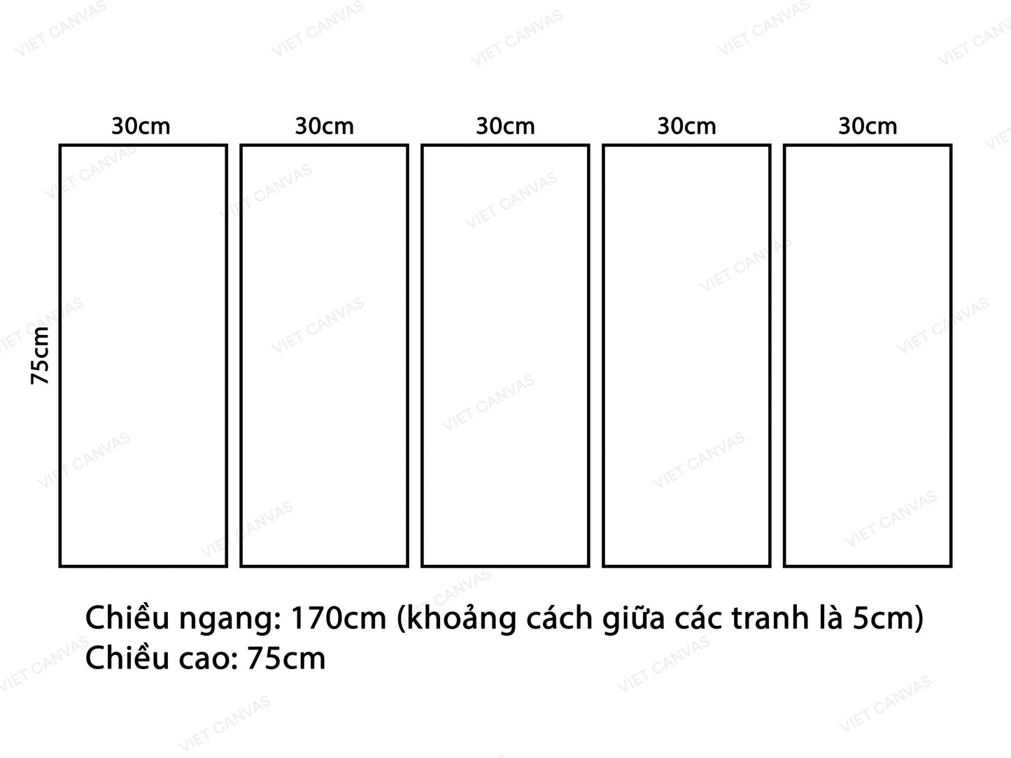 Bộ 5 Tranh Cảnh Biển Và Cành Hoa Nở - VW154.1