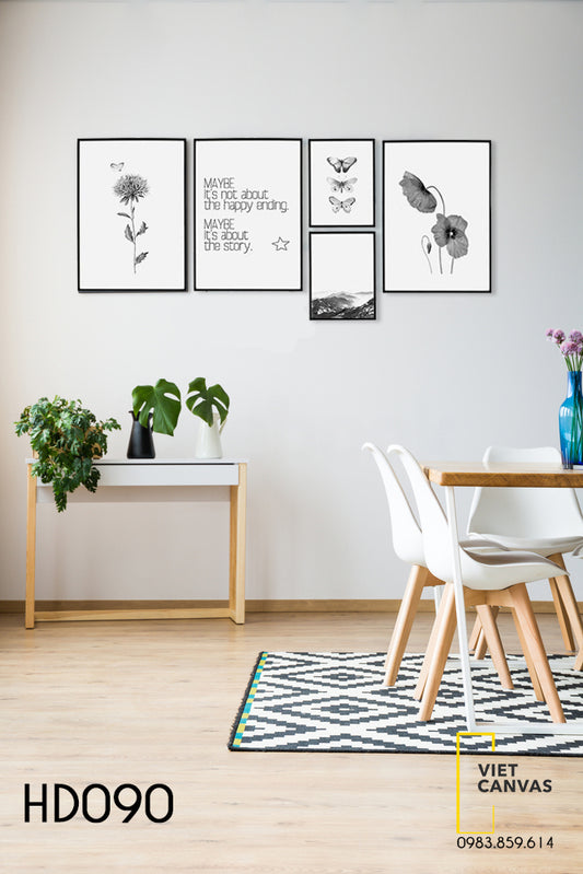 Bộ 5 Tranh Hoa, Bướm Và Quotes - HD090