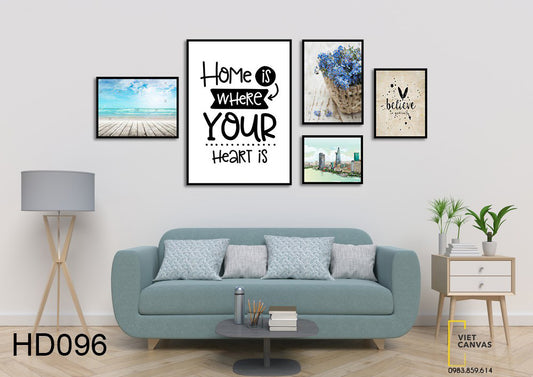 Bộ 5 Tranh Hoa, Biển, Thành Phố Và Quotes - HD096