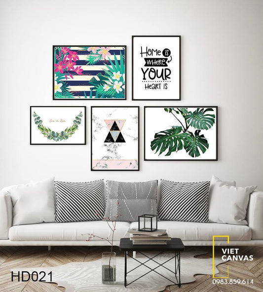 Bộ 5 Tranh Lá Cây Hoa Và Quotes - HD021