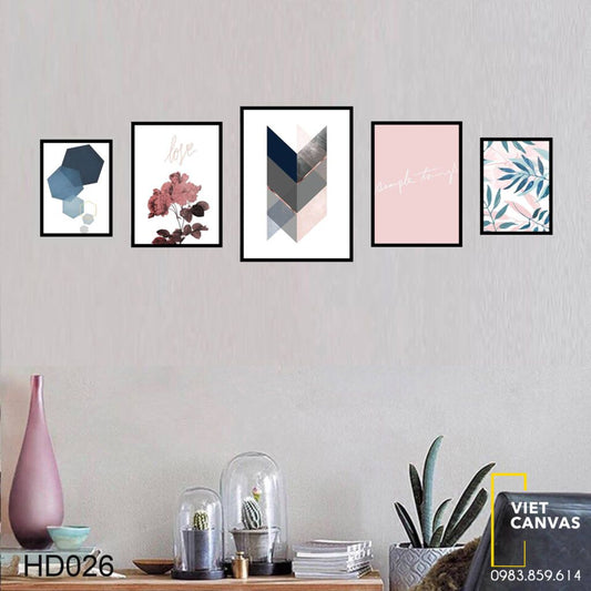 Bộ 5 Tranh Lá Cây Hoa Và Hình Học - HD026