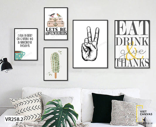 Bộ 5 Tranh Bàn Tay Và Quotes - VR258.2