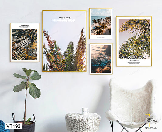 Bộ 5 Tranh Biển Và Hàng Dừa - VT192