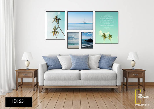 Bộ 5 Tranh Cây Dừa Và Biển Cả - HD155