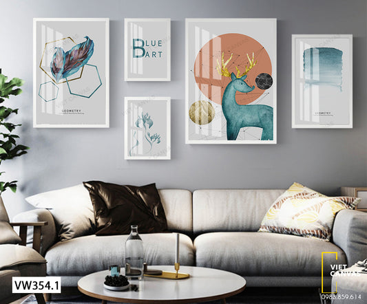 Bộ 5 Tranh Chú Hươu Và Chiếc Lá - VW354.1