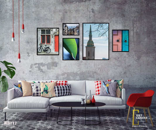 Bộ 5 Tranh Khu Phố, Chiếc Xe, Khung Cửa Sổ Và Ngọn Hải Đăng - HD117