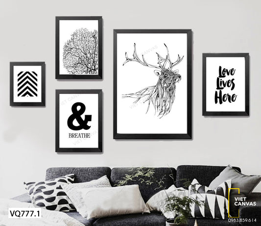 Bộ 5 Tranh Hươu Và Cây - VQ777.1